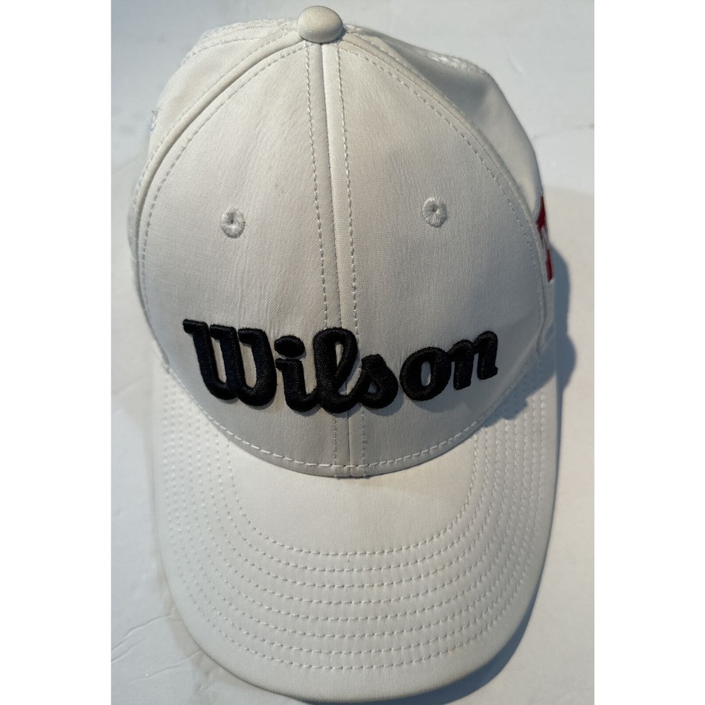 White Wilson Unisex Adjustable Golf Hat Cap Black Logo 97% Polyester‎